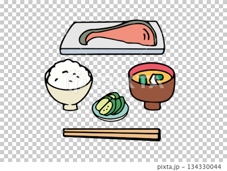 健康早餐插畫_日式料理 健康早餐插畫_日式料理 134330044