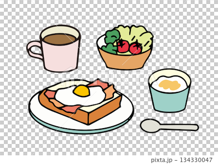 健康的な朝食のイラスト＿洋食 134330047