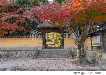 秋篠寺　東門　紅葉の季節 134330049