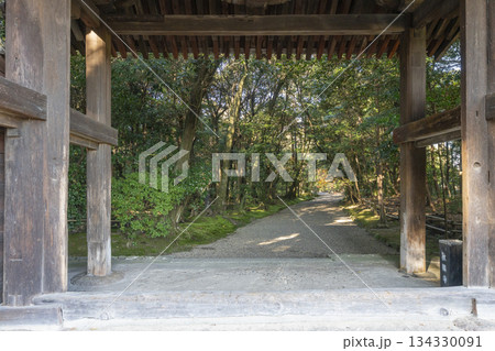 秋篠寺　南門　紅葉の季節 134330091