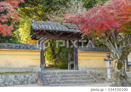 秋篠寺　東門　紅葉の季節 134330100