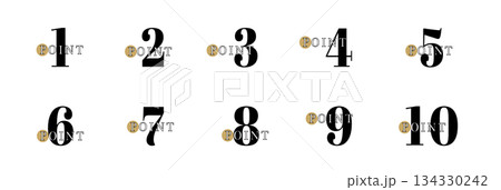 シンプル&スタイリッシュ。数字のアイコンセット。 シンプル&スタイリッシュ。数字のアイコンセット。 134330242