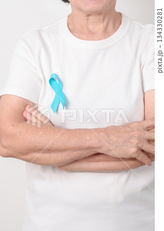 Elderly with blue Ribbon for Prostate Cancer Awareness month, April Child Abuse Prevention, National Bullying, September Addiction Recovery, May Chronic Fatigue Syndrome and January Human Trafficking Elderly with blue Ribbon for Prostate Cancer Awareness month, April Child Abuse Prevention, National Bullying, September Addiction Recovery, May Chronic Fatigue Syndrome and January Human Trafficking 134330281