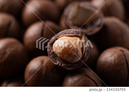 Macadamia nuts texture background, Close up Macadamia nuts texture background, Close up 134330705