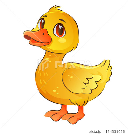 happy yellow duck cartoon character 134331026