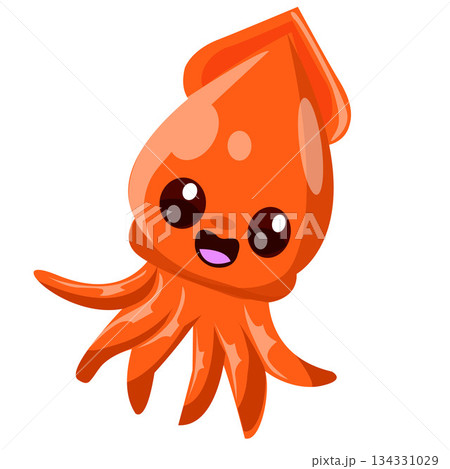 squid animal cartoon flat style 134331029