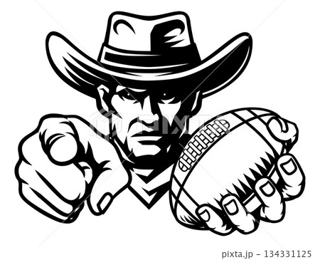 Cowboy Man Football Cowboys Sports Team Mascot Cowboy Man Football Cowboys Sports Team Mascot 134331125