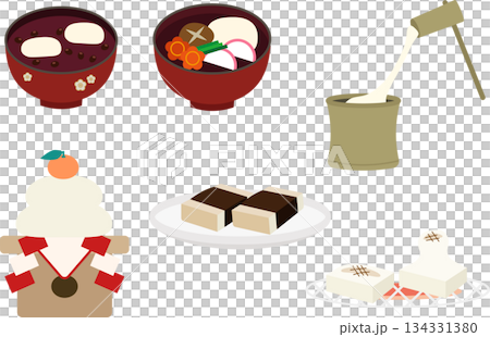 麻糬插畫素材組（oshiruko、ozoni、搗麻糬、鏡麻糬、烤麻糬、磯燒） 134331380