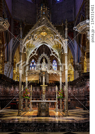 Interior of the Cathedral Saint Mary in Pamplona, Navarre, Spain 134331481