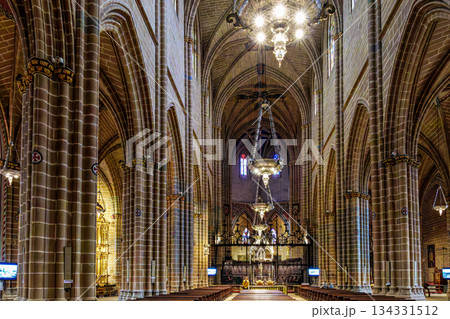 Interior of the Cathedral Saint Mary in Pamplona, Navarre, Spain 134331512