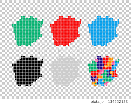 Pixel art map_Okayama prefecture_Square dot-01 134332128