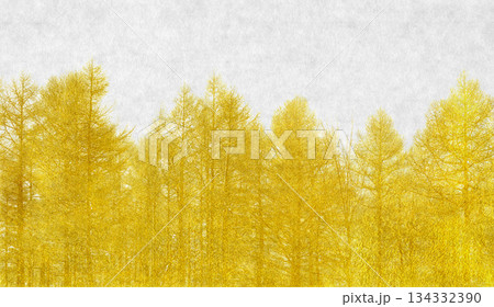 リアルな冬の森を金箔で描いた、和風のシルエットアート 134332390