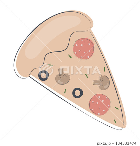 yammy pizza doodle illustration 134332474