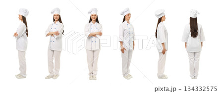 Set, Chef woman poses in studio with white backdrop, PNG Set, Chef woman poses in studio with white backdrop, PNG 134332575