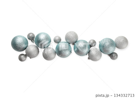 Blue and silver Christmas ornaments, on white, PNG Blue and silver Christmas ornaments, on white, PNG 134332713