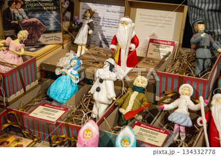Traditional Christmas souvenir nutcrackers sold on Christmas market 134332778