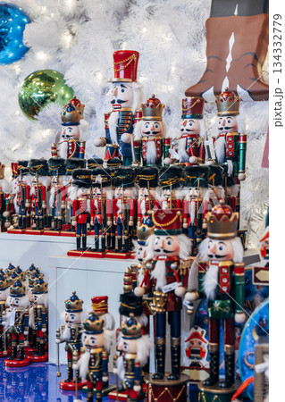 Traditional Christmas souvenir nutcrackers sold on Christmas market 134332779