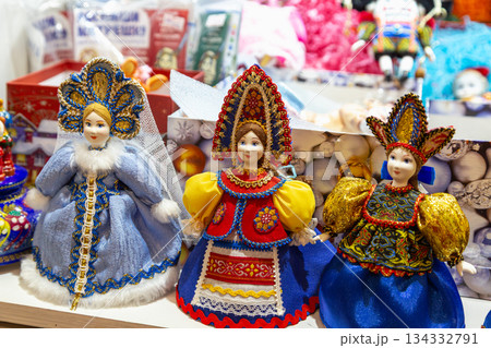 Traditional Christmas souvenir nutcrackers sold on Christmas market 134332791