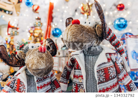 Traditional Christmas souvenir nutcrackers sold on Christmas market Traditional Christmas souvenir nutcrackers sold on Christmas market 134332792