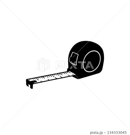 tape measure tool silhouette isolated on white background tape measure tool silhouette isolated on white background 134333045