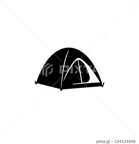 tent silhouette icon camping shelter outdoor travel hiking gear illustration 134333048