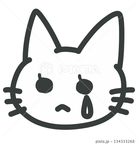 泣いている表情の猫のイラスト 134333268