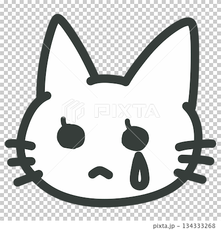 泣いている表情の猫のイラスト 134333268