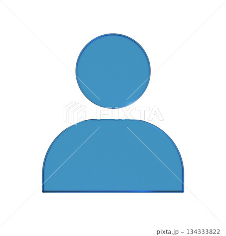 人のフラットなアイコンの3Dイラスト。透明感のある青いグラスモーフィズムなマーク2 134333822