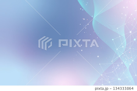 abstract wave lines with dotted grid,Abstract technology network background blue pink gradient 134333864