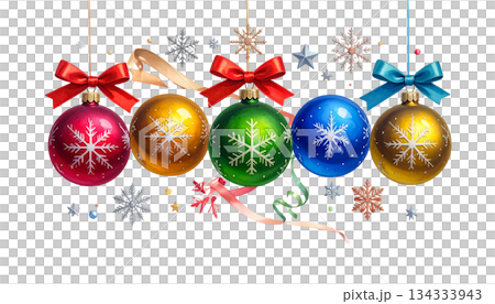 Shiny red and gold Christmas balls and decorations on a white background. Shiny red and gold Christmas balls and decorations on a white background. 134333943