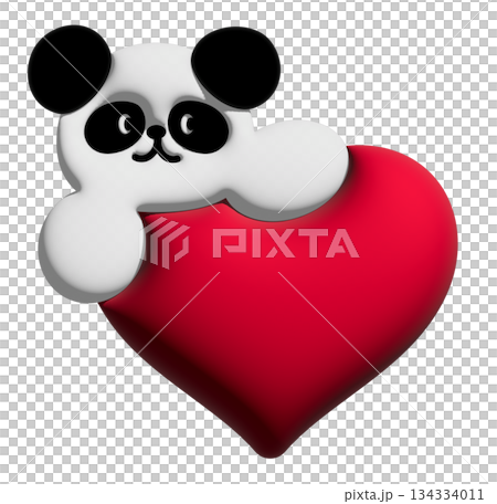 Inflated 3D of panda bear and red heart for Valentine's Day, model, merchandise, toy, label, cartoon character, comic, mascot, mood, feeling, zoo, souvenir shop, pin, animal brooch, sticker, kid doll Inflated 3D of panda bear and red heart for Valentine's Day, model, merchandise, toy, label, cartoon character, comic, mascot, mood, feeling, zoo, souvenir shop, pin, animal brooch, sticker, kid doll 134334011