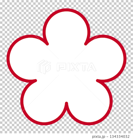 Plum blossom illustration material, Japanese pattern, transparent background, white border, red Plum blossom illustration material, Japanese pattern, transparent background, white border, red 134334032