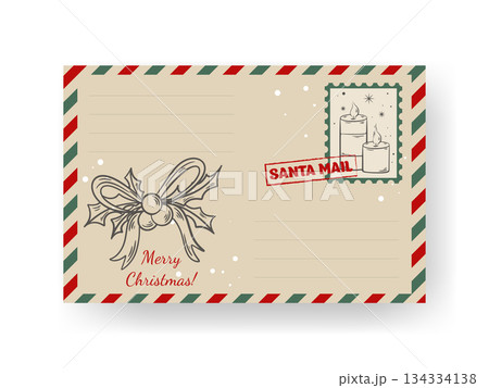 Christmas letter with holly, stamps, and postmark Christmas letter with holly, stamps, and postmark 134334138