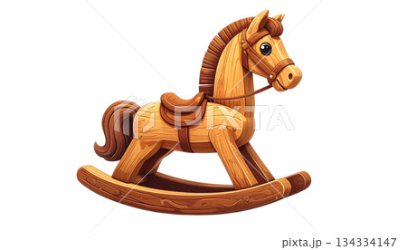 Antique wooden rocking horse isolated on white background 134334147