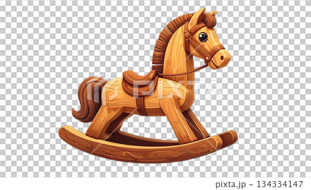 Antique wooden rocking horse isolated on white background 134334147