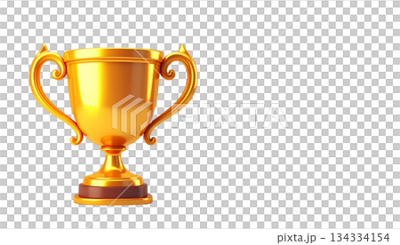 Shiny golden trophy for the winner of the competition, representing achievement, isolated on white background. Shiny golden trophy for the winner of the competition, representing achievement, isolated on white background. 134334154