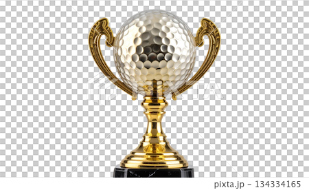 Shiny golden trophy for the winner of the competition, representing achievement, isolated on white background. Shiny golden trophy for the winner of the competition, representing achievement, isolated on white background. 134334165