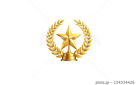 Golden laurel wreath for awards and championships with illustration on white background 134334426