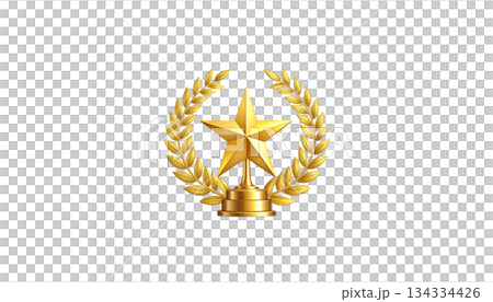 Golden laurel wreath for awards and championships with illustration on white background 134334426
