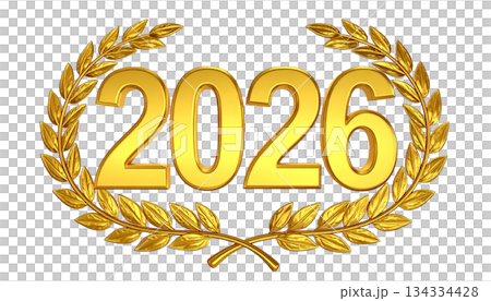 Golden laurel wreath for awards and championships with illustration on white background 134334428