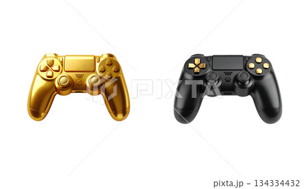 Wireless video game controller or joystick with black buttons for gaming isolated on white background. Wireless video game controller or joystick with black buttons for gaming isolated on white background. 134334432