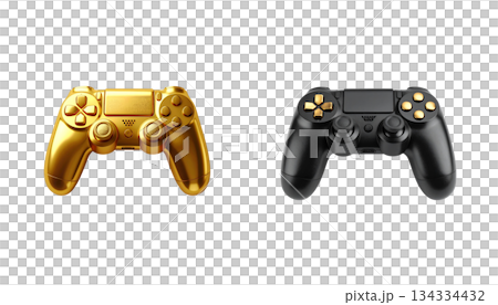 Wireless video game controller or joystick with black buttons for gaming isolated on white background. Wireless video game controller or joystick with black buttons for gaming isolated on white background. 134334432