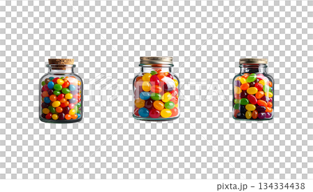 Colorful jelly beans and candies isolated on white background. Red, green, blue, yellow and orange candies. Colorful jelly beans and candies isolated on white background. Red, green, blue, yellow and orange candies. 134334438