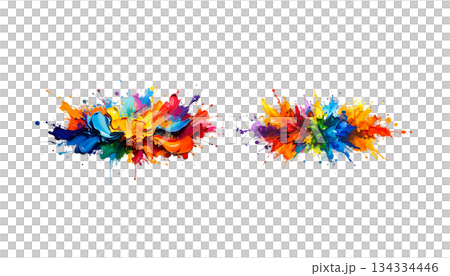 Abstract Watercolor Splash: Colorful ink splash design and textured pattern on white background. 134334446