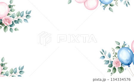 Bright blue watercolor balloons isolated on white background. 134334576