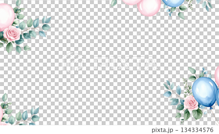 Bright blue watercolor balloons isolated on white background. 134334576