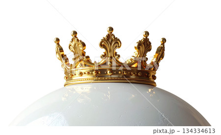 Three white golf balls on a tee with blurred green grass background. On white background. 134334613