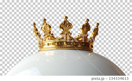 Three white golf balls on a tee with blurred green grass background. On white background. 134334613