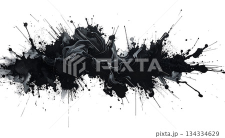 Black and grunge ink with dirty paint drops, stains on white background. Black and grunge ink with dirty paint drops, stains on white background. 134334629