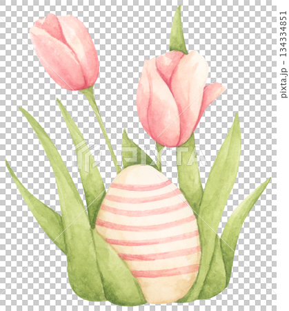 Watercolor easter grass with painted easter egg, spring garden farm style, floral decoration, cute holiday illustration, happy easter celebration, bunny hunt scene. Watercolor easter grass with painted easter egg, spring garden farm style, floral decoration, cute holiday illustration, happy easter celebration, bunny hunt scene. 134334851